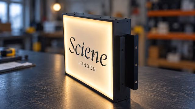 Illuminated projecting sign manufactured by SignHQ