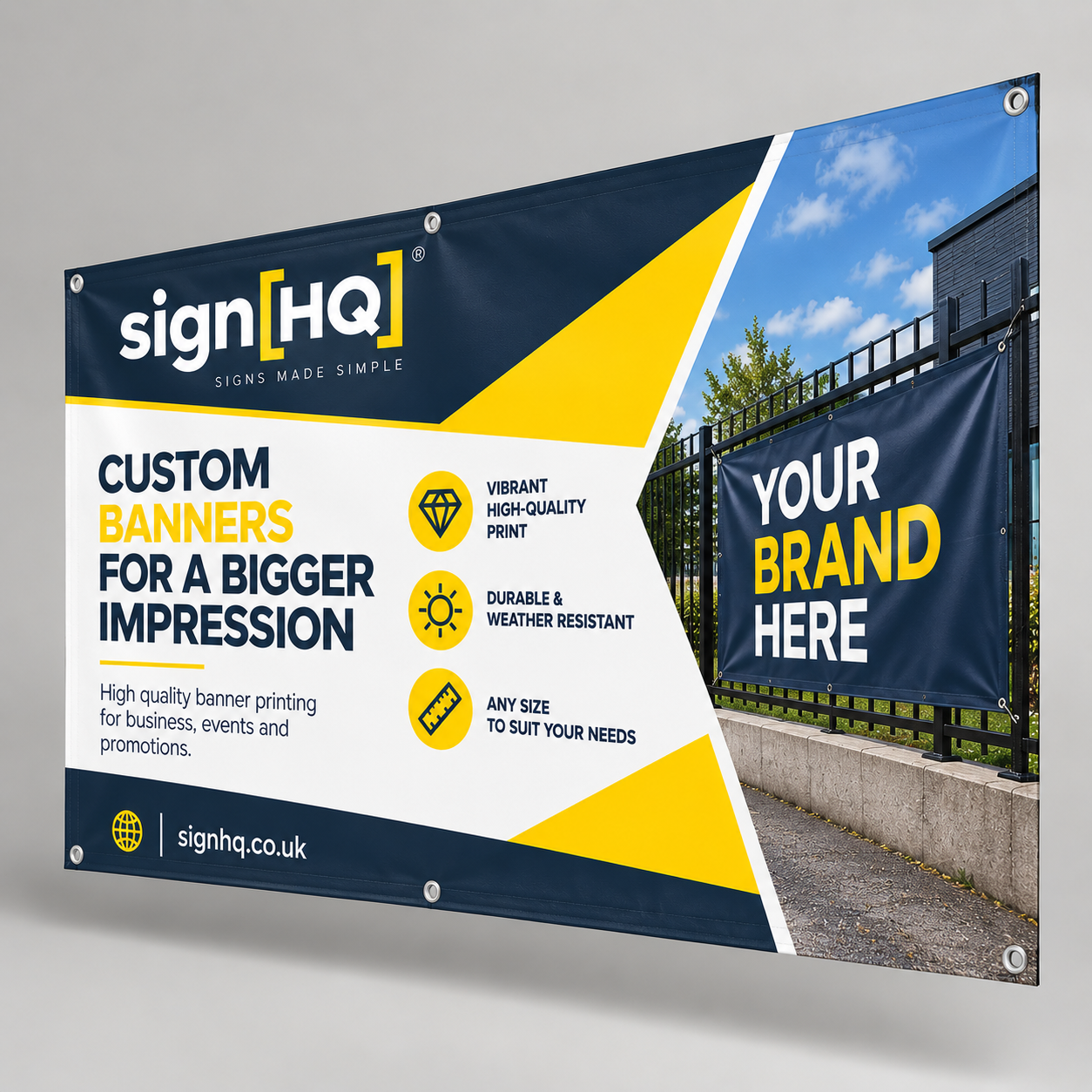 Custom printed mesh banner with eyelets